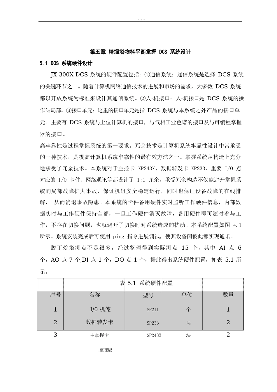 精馏塔物料平衡控制DCS系统设计说明书_第1页