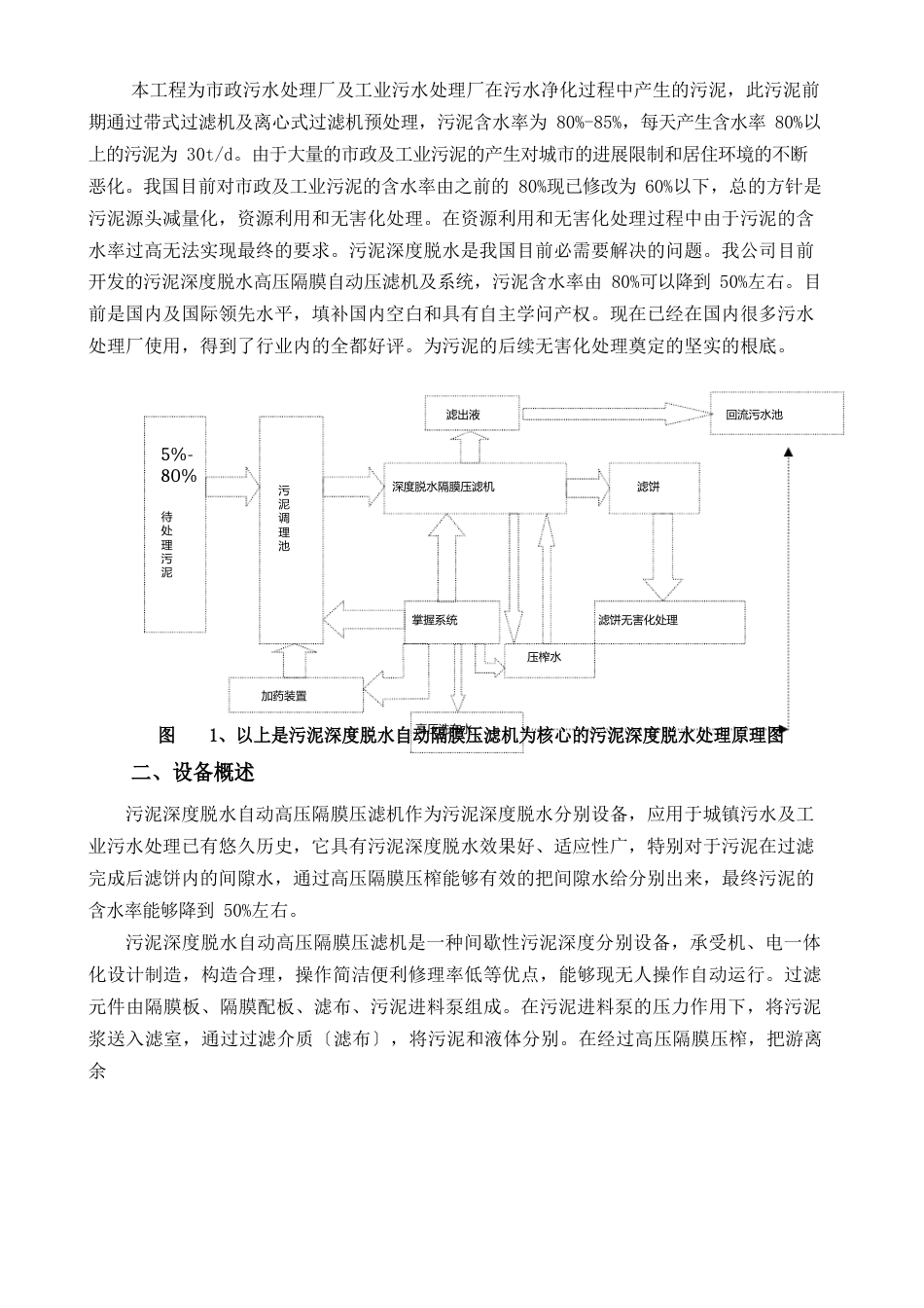 高压隔膜压滤机在污泥深度脱水技术资源化、无害化利用处置污泥深度脱水可行性方案_第2页