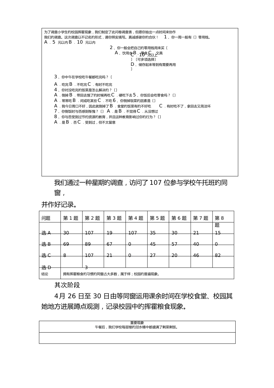 校园粮食浪费现象调查报告_第2页