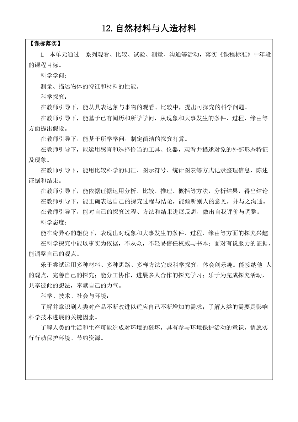 三年级科学下册教案第四单元《身边的材料》(网格式教案)苏教版_第1页