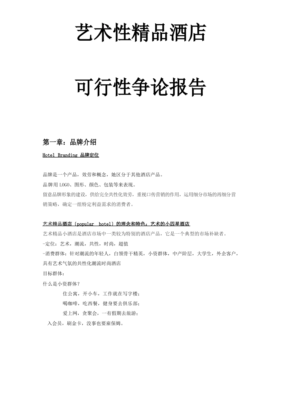 艺术性酒店可行性研究报告_第1页