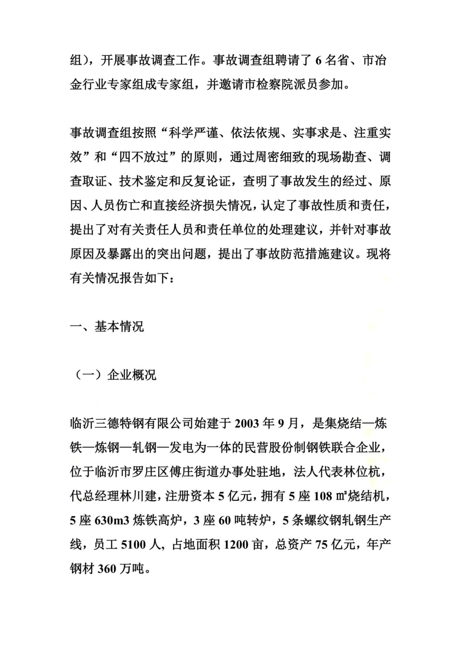 临沂市罗庄区临沂三德特钢有限公司“41”较大铁水外溢爆炸事故调查报告_第3页