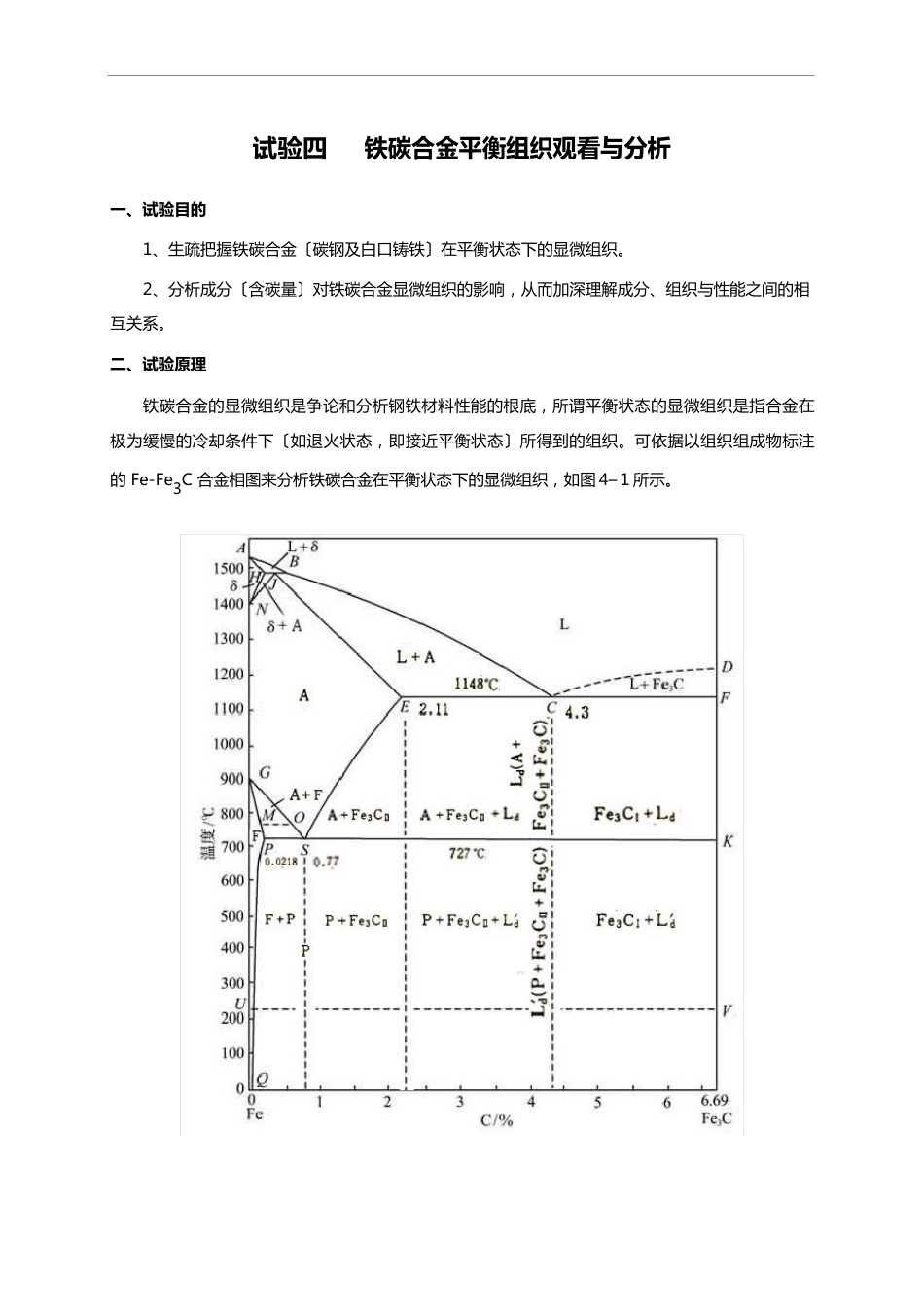 铁碳合金平衡组织观察与分析报告_第1页