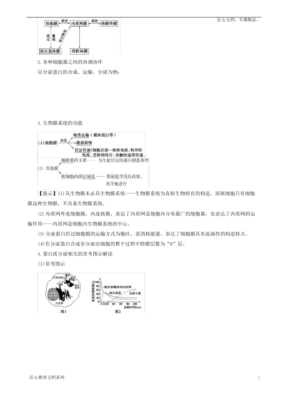 高考生物复习专题02细胞的基本结构和物质运输功能细胞器系统内的分工合作知识点_第3页