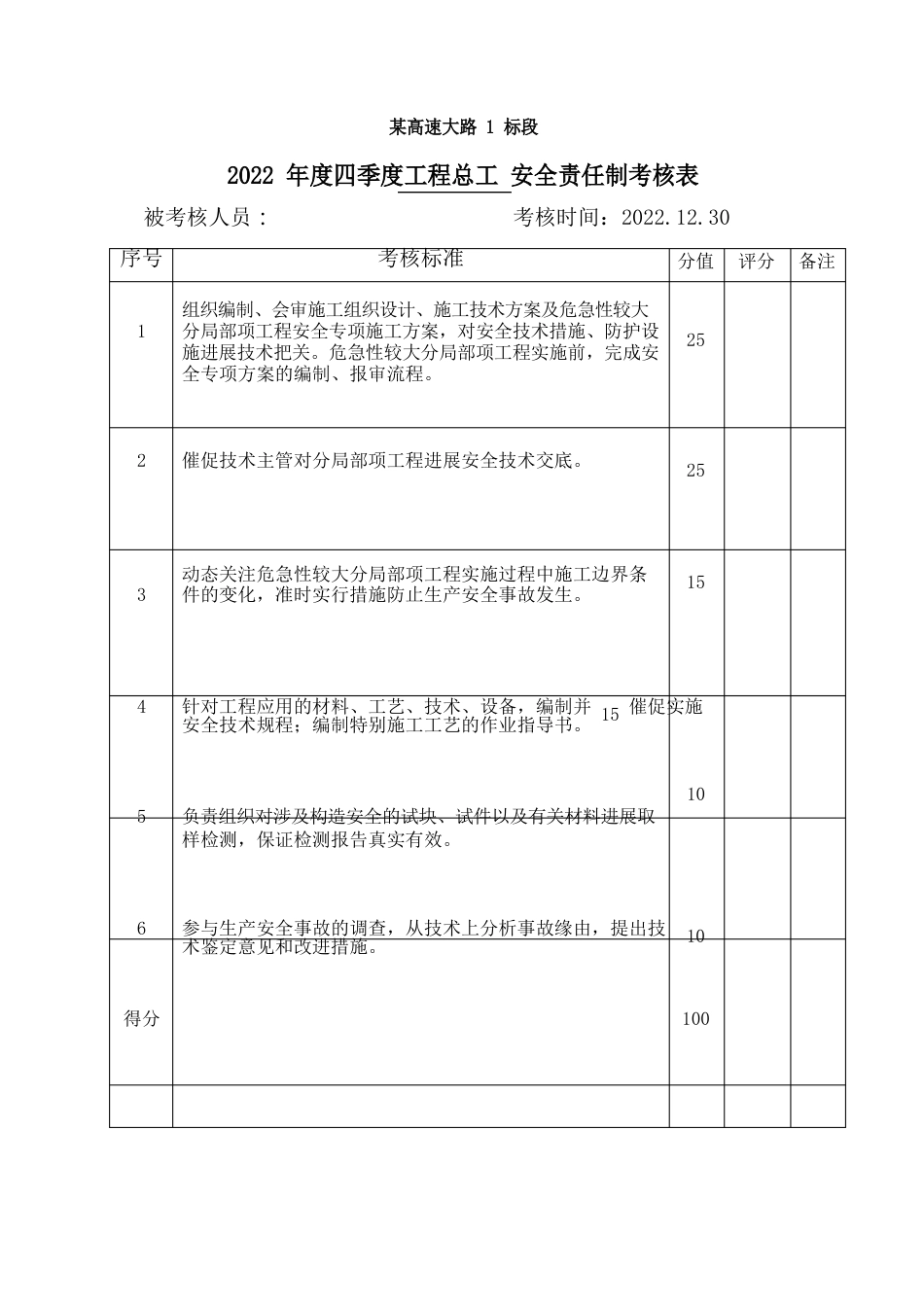 项目安全责任制考核表_第3页