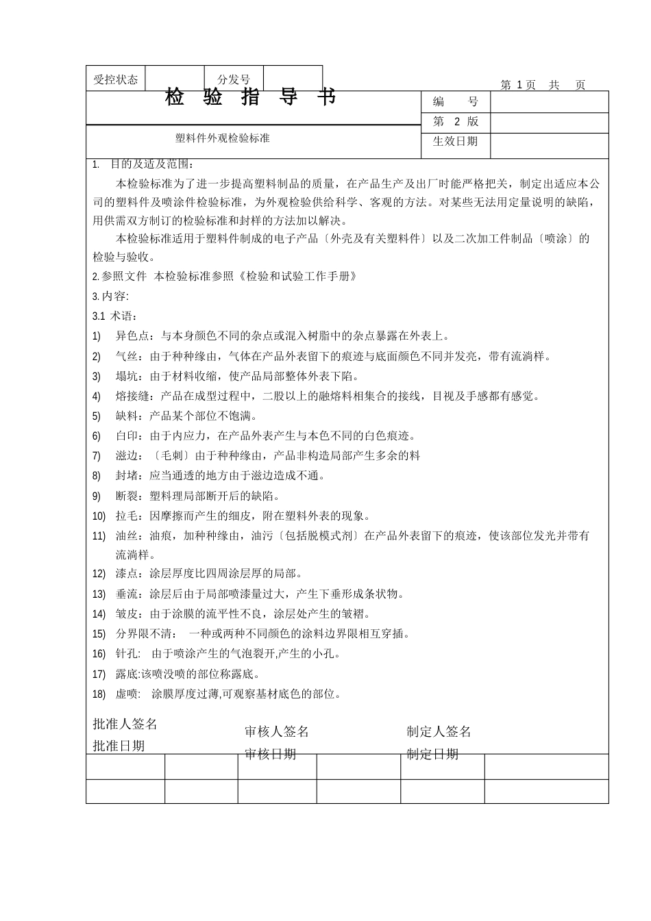 注塑件检验标准知识_第1页