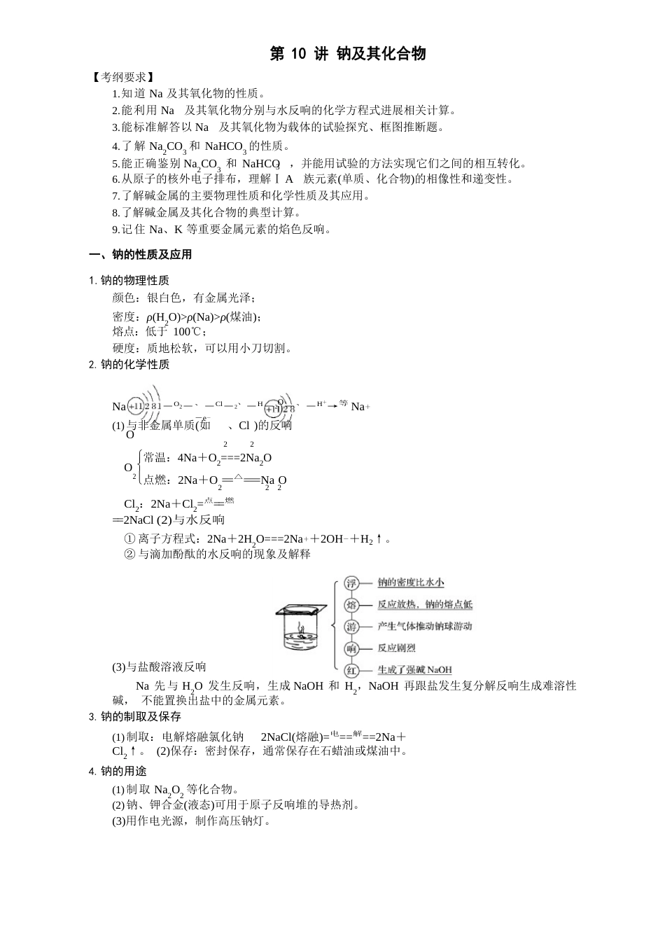 钠及其化合物知识点-一轮复习_第1页