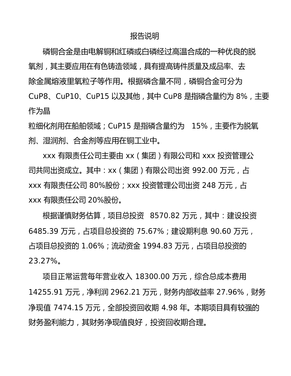 成立磷铜合金公司可行性报告_第2页