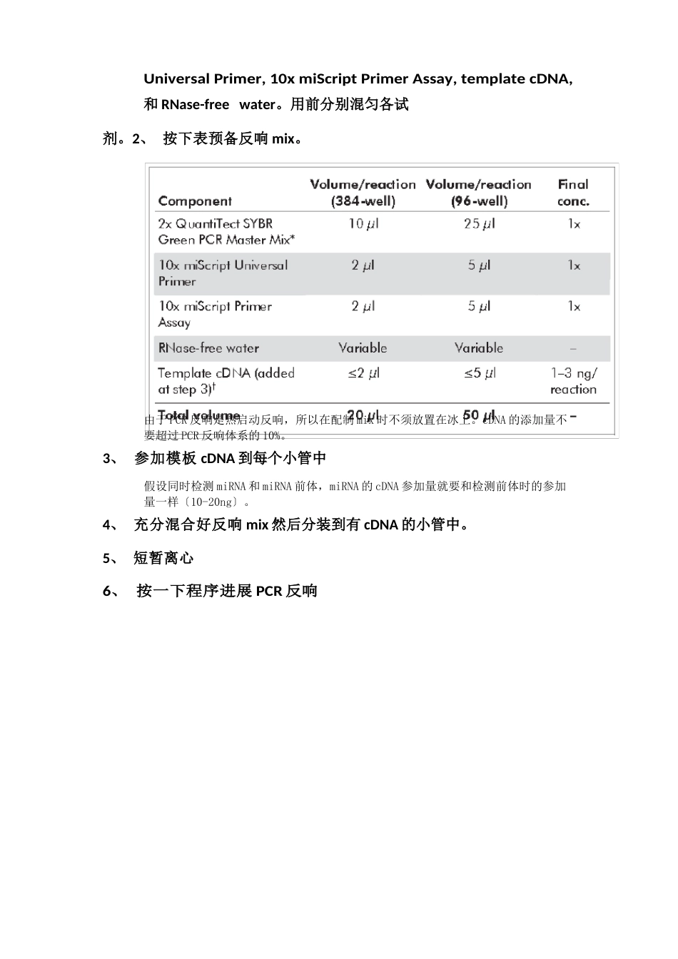 QIAGENmiScriptPCR系统中文说明书(初次翻译,如有错误,敬请包涵)_第3页