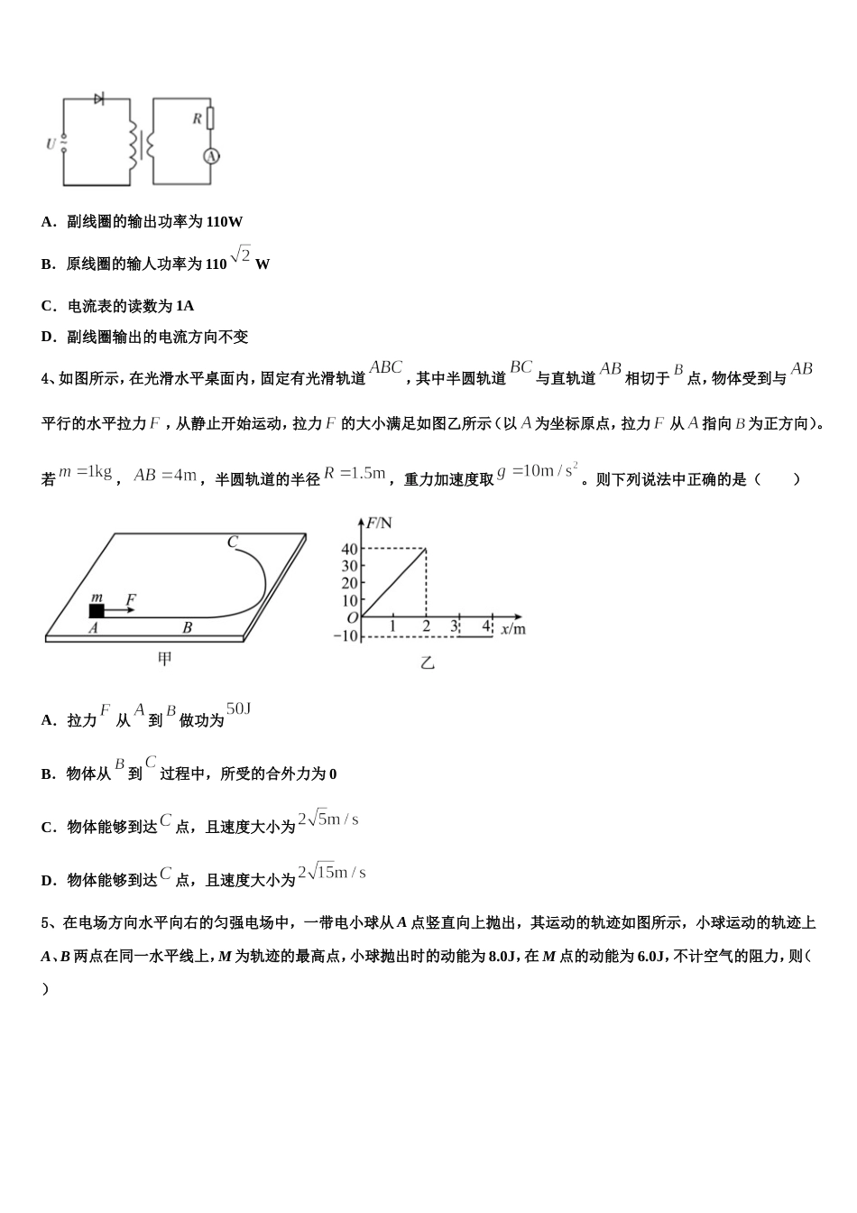 北京市北京大学附属中学2023年高三下第一次摸底考试物理试题_第2页