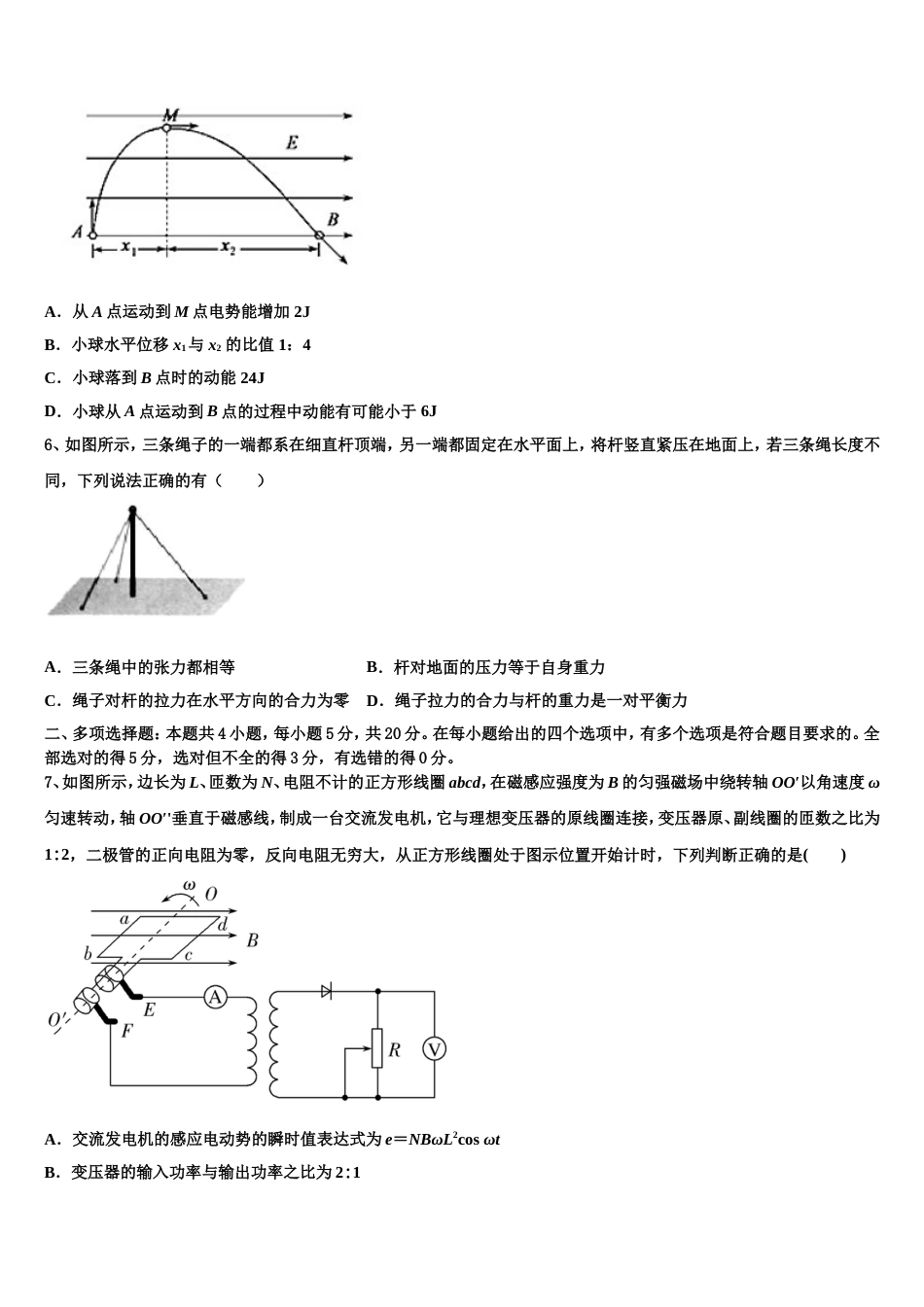 北京市北京大学附属中学2023年高三下第一次摸底考试物理试题_第3页