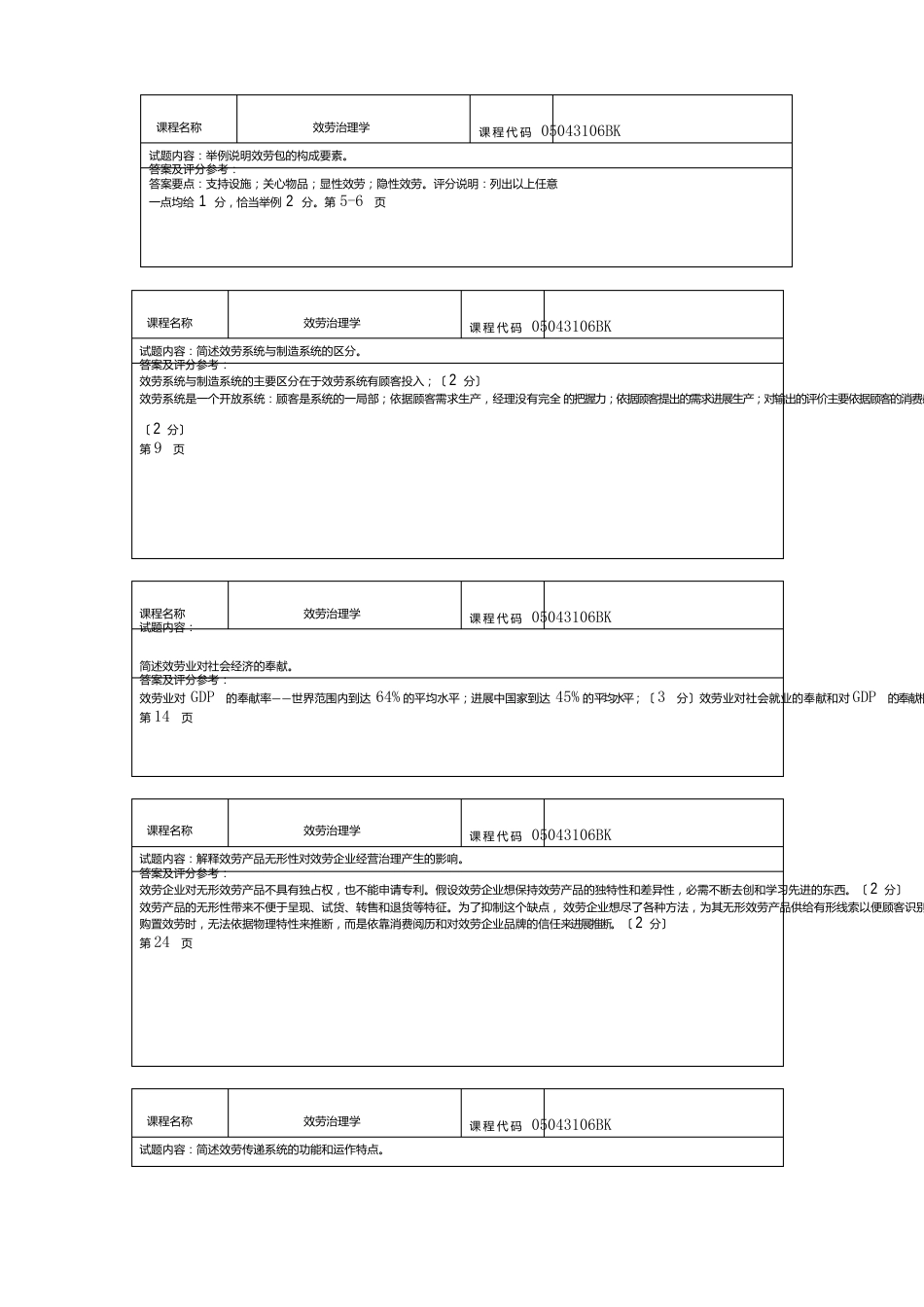 北工商《服务管理学》考试题卡简答题_第1页