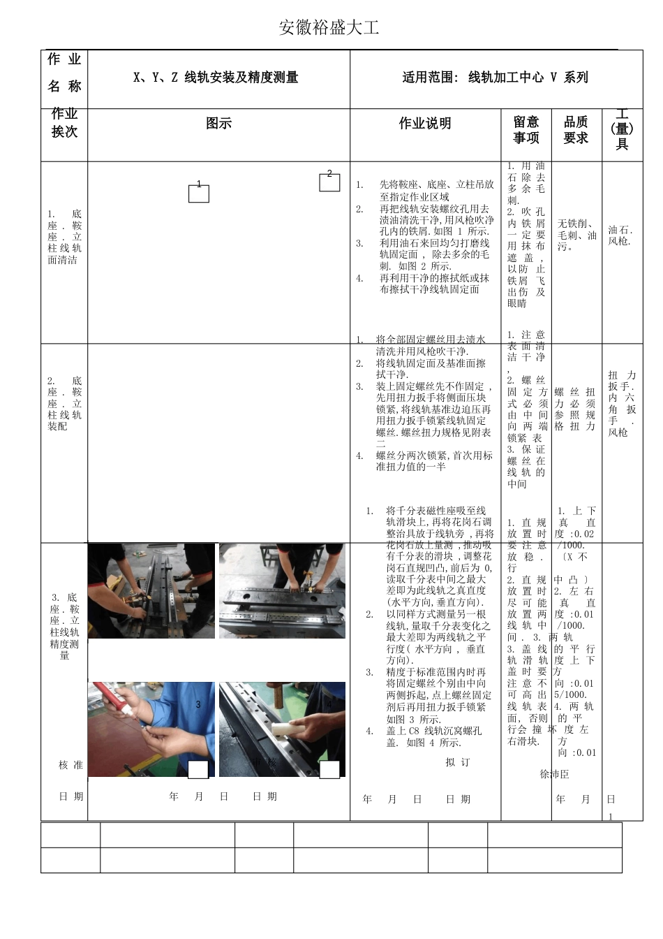 加工中心作业指导书初装刮花组件_第1页