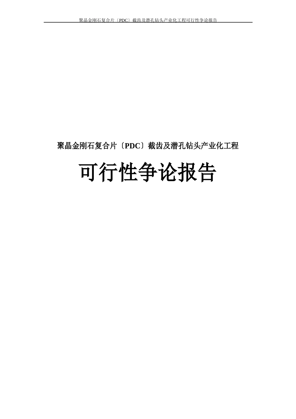 聚晶金刚石复合片(PDC)截齿及潜孔钻头产业化项目可行性研究报告_第1页