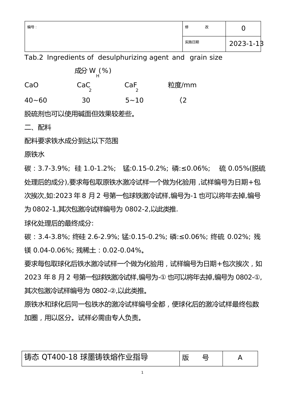 铸态QT4008球墨铸铁熔作业指导书_第2页