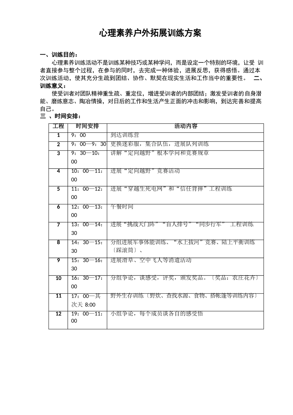 心理素质拓展训练方案_第1页