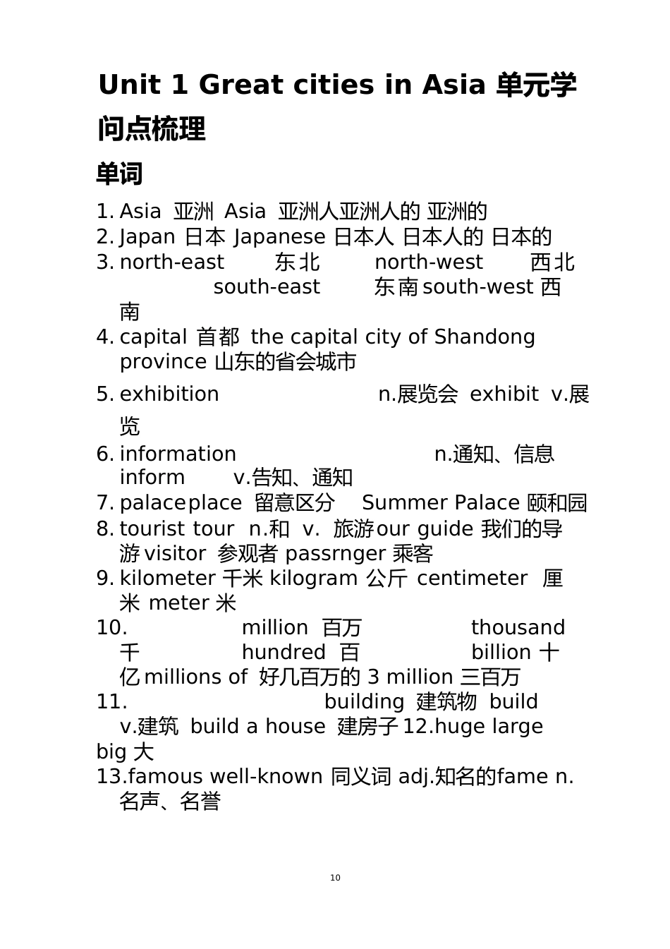 Unit1GreatcitiesinAsia单元知识点梳理_第1页