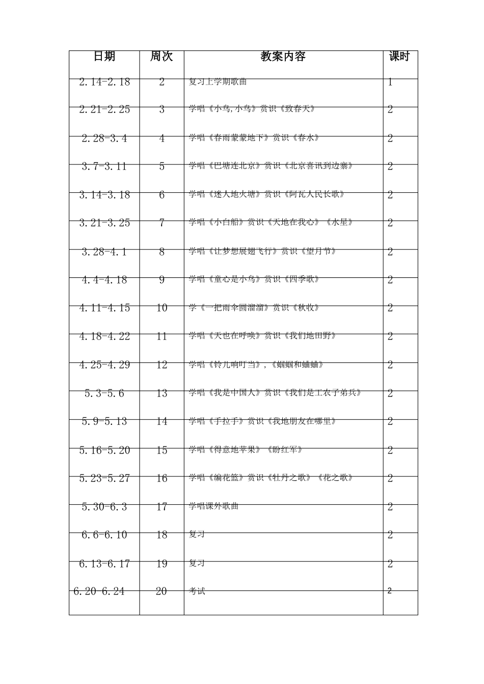 1小学音乐五年级下册教学计划_第3页