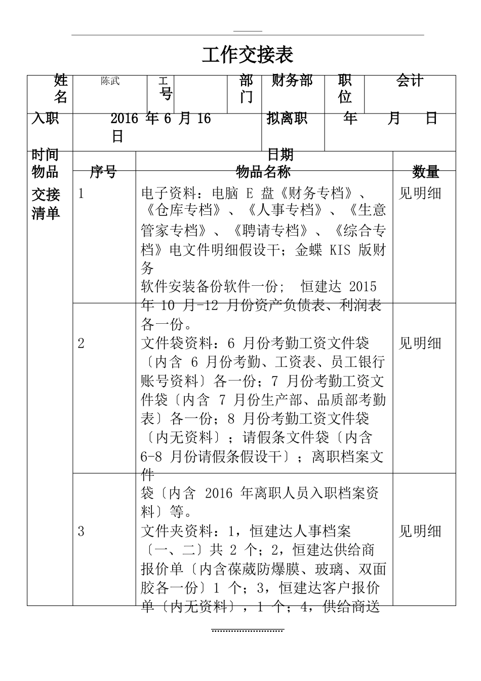 最新工作交接表模板_第2页