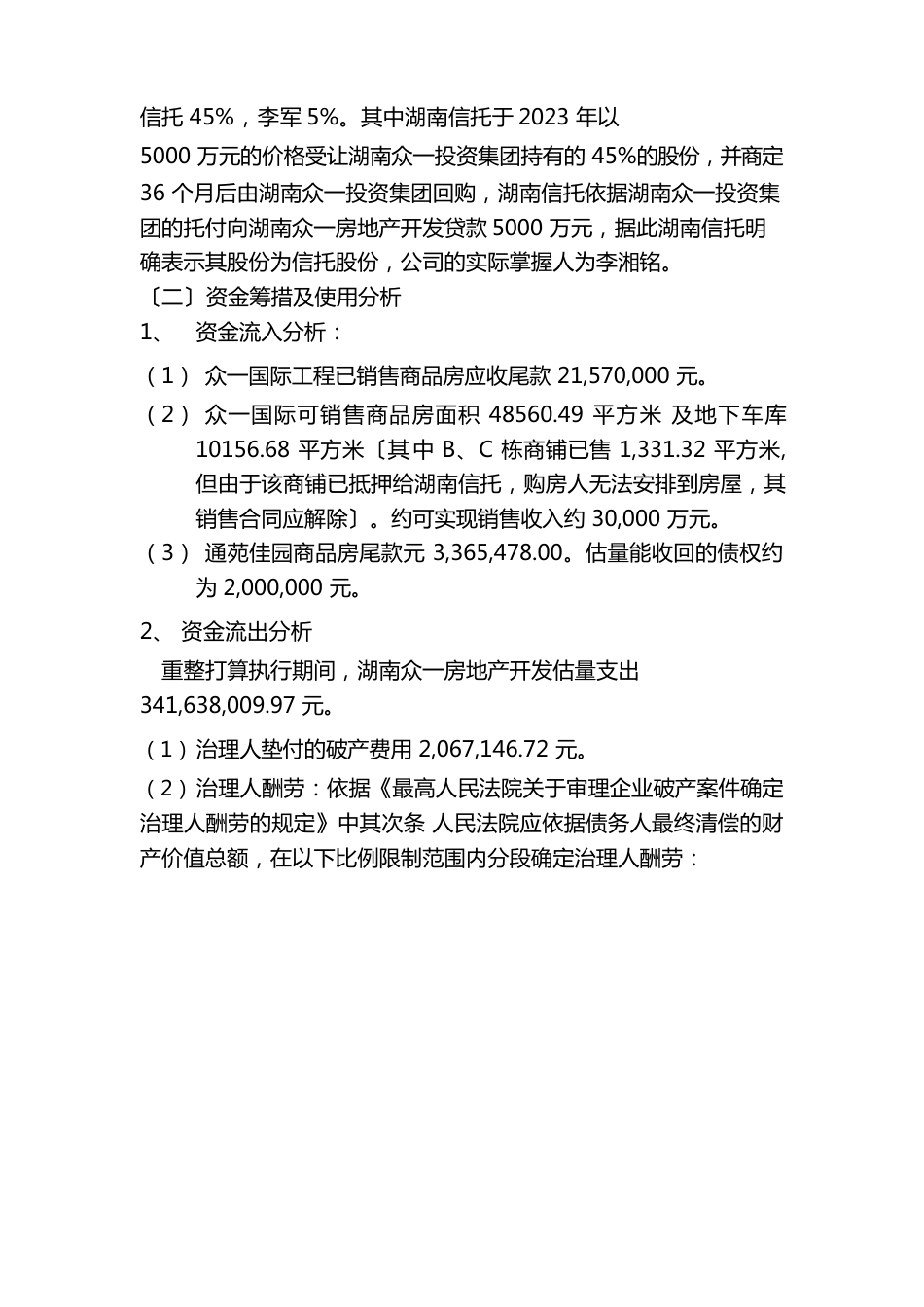 湖南众一房地产开发有限公司重整计划草案湖南同升律师事务所_第2页