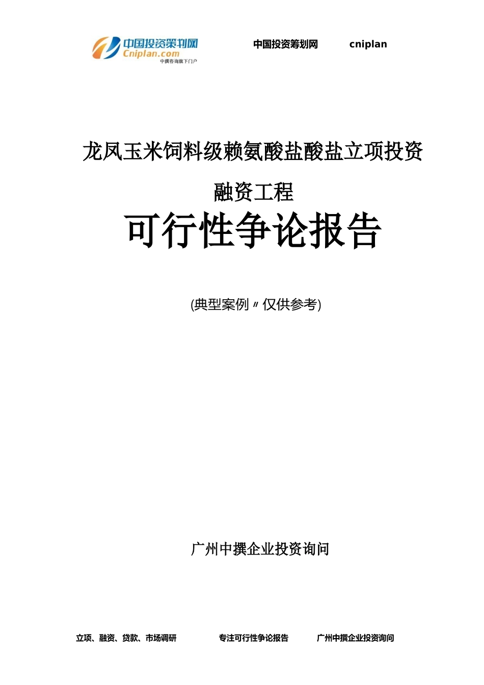 玉米饲料级赖氨酸盐酸盐融资投资立项项目可行性研究报告_第1页