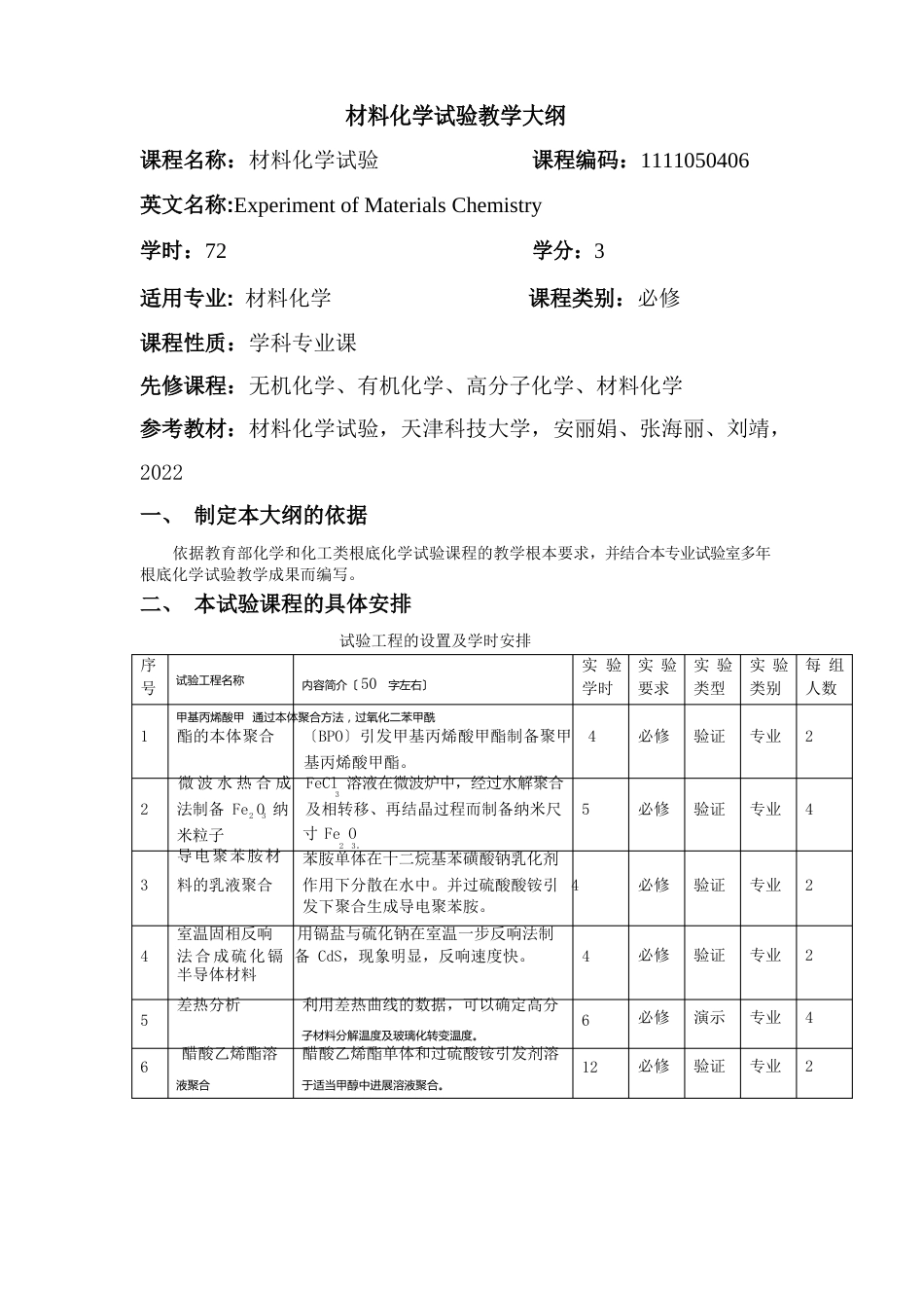 材料化学实验教学大纲_第1页