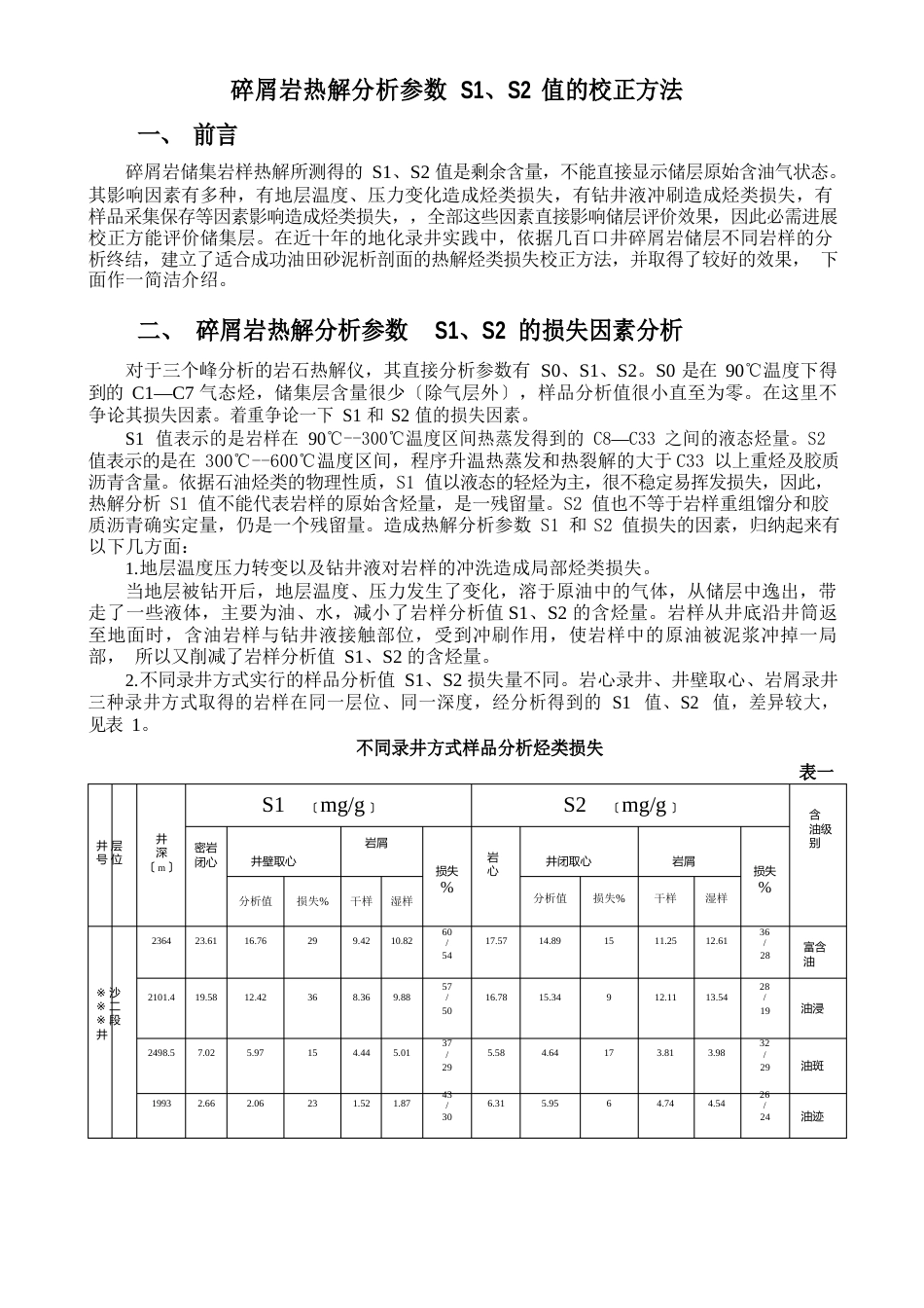 碎屑岩热解分析参数SS2值的校正方法(胜利)打_第2页