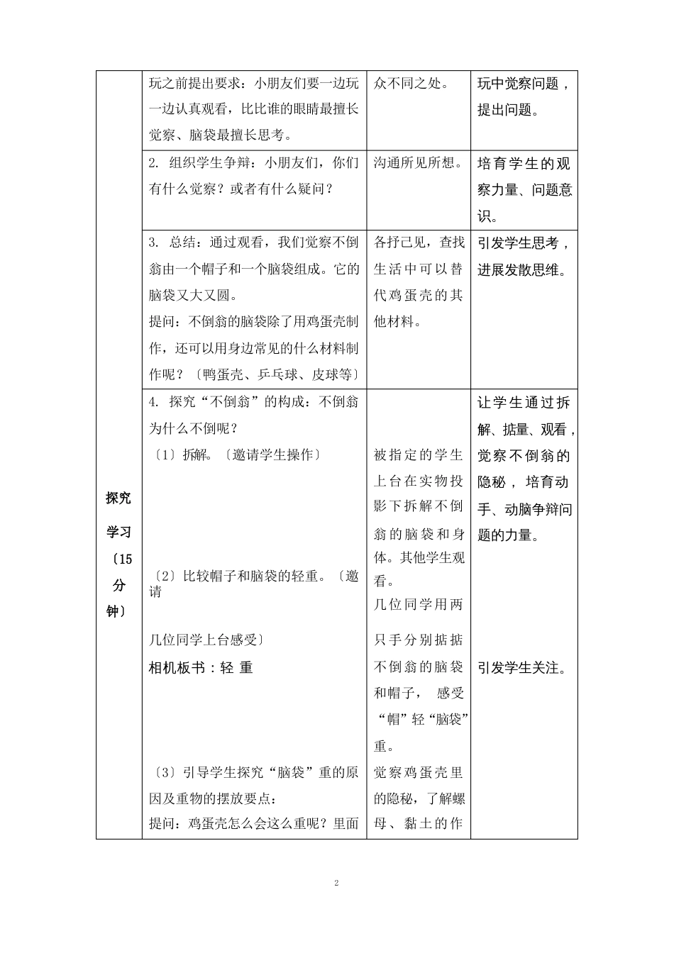 小学劳动与技术二年级上册《09不倒翁》教学设计_第2页