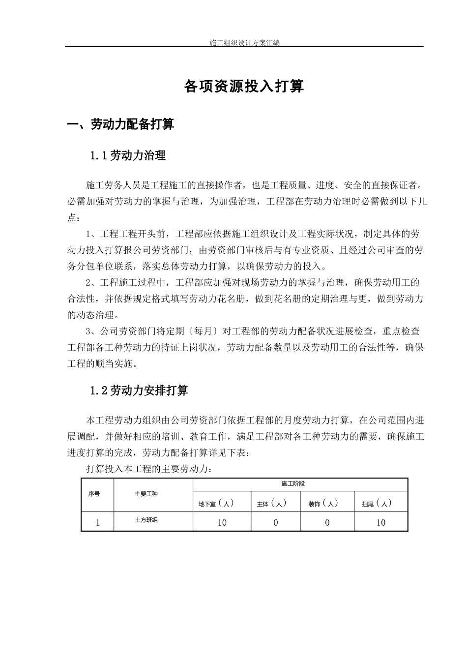 施组—工程资源投入计划(框架结构)_第1页