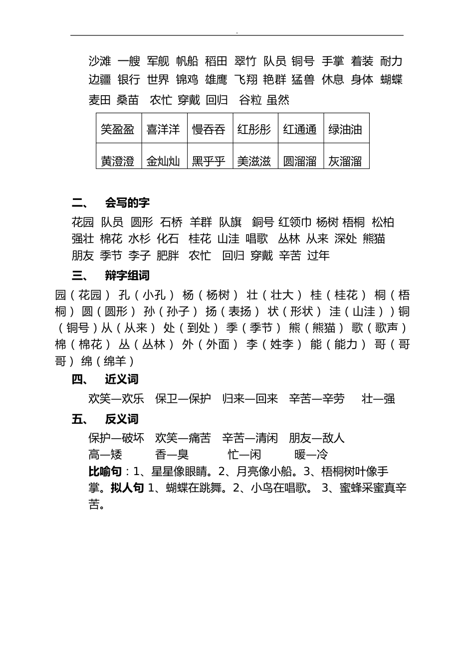 小学二年级语文上册知识点归纳汇总-二年级上册课文归纳_第3页
