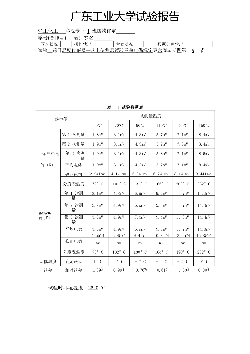 化工仪表实验温度传感器—热电偶测温实验及热电偶标定_第3页