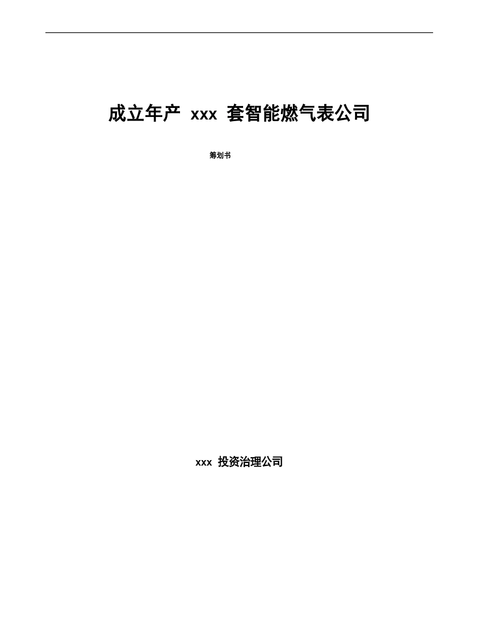 成立年产套智能燃气表公司策划书模板范文_第1页