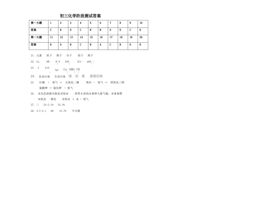 初三化学试卷及答案_第3页