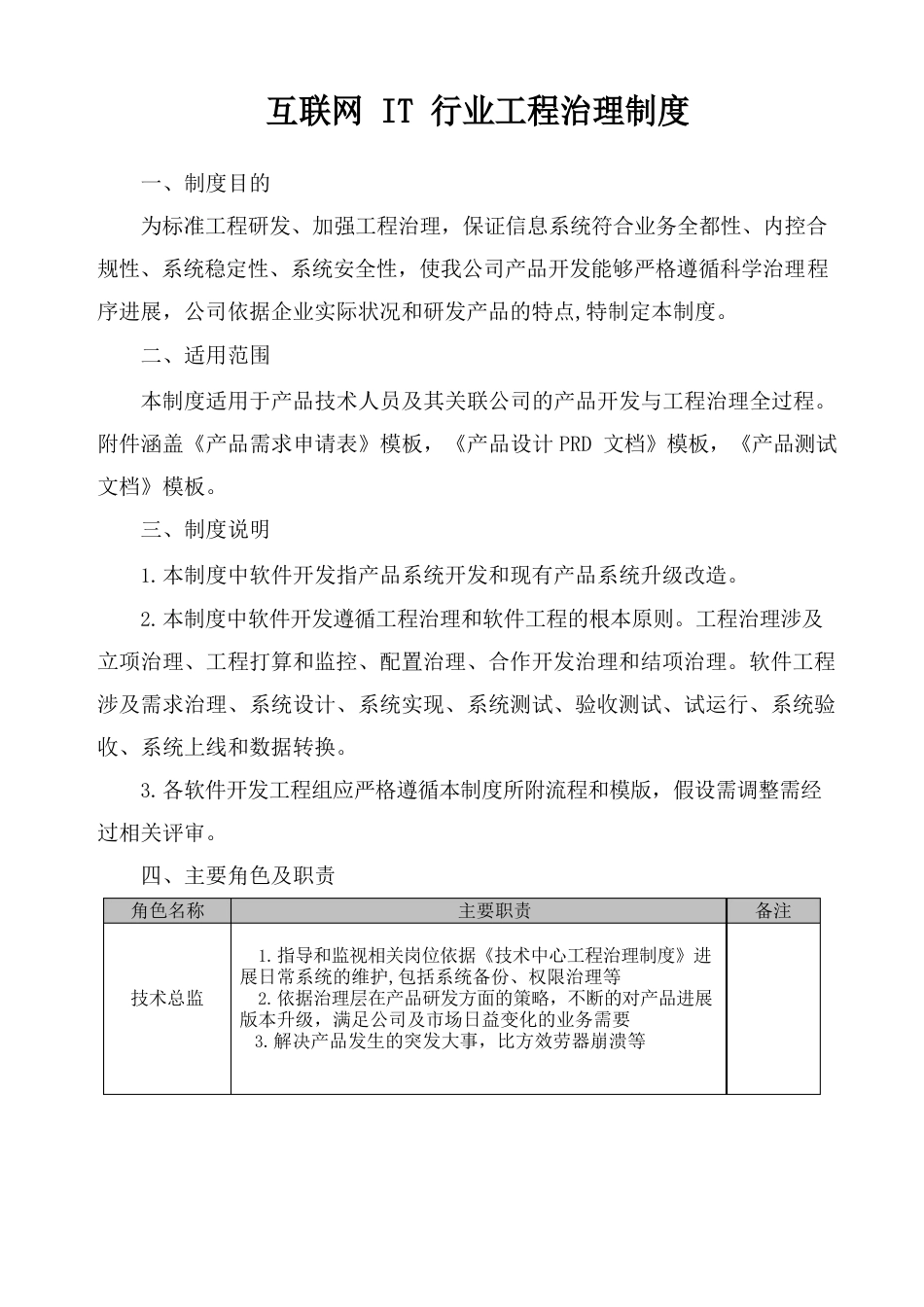 互联网IT行业项目管理规章制度_第1页