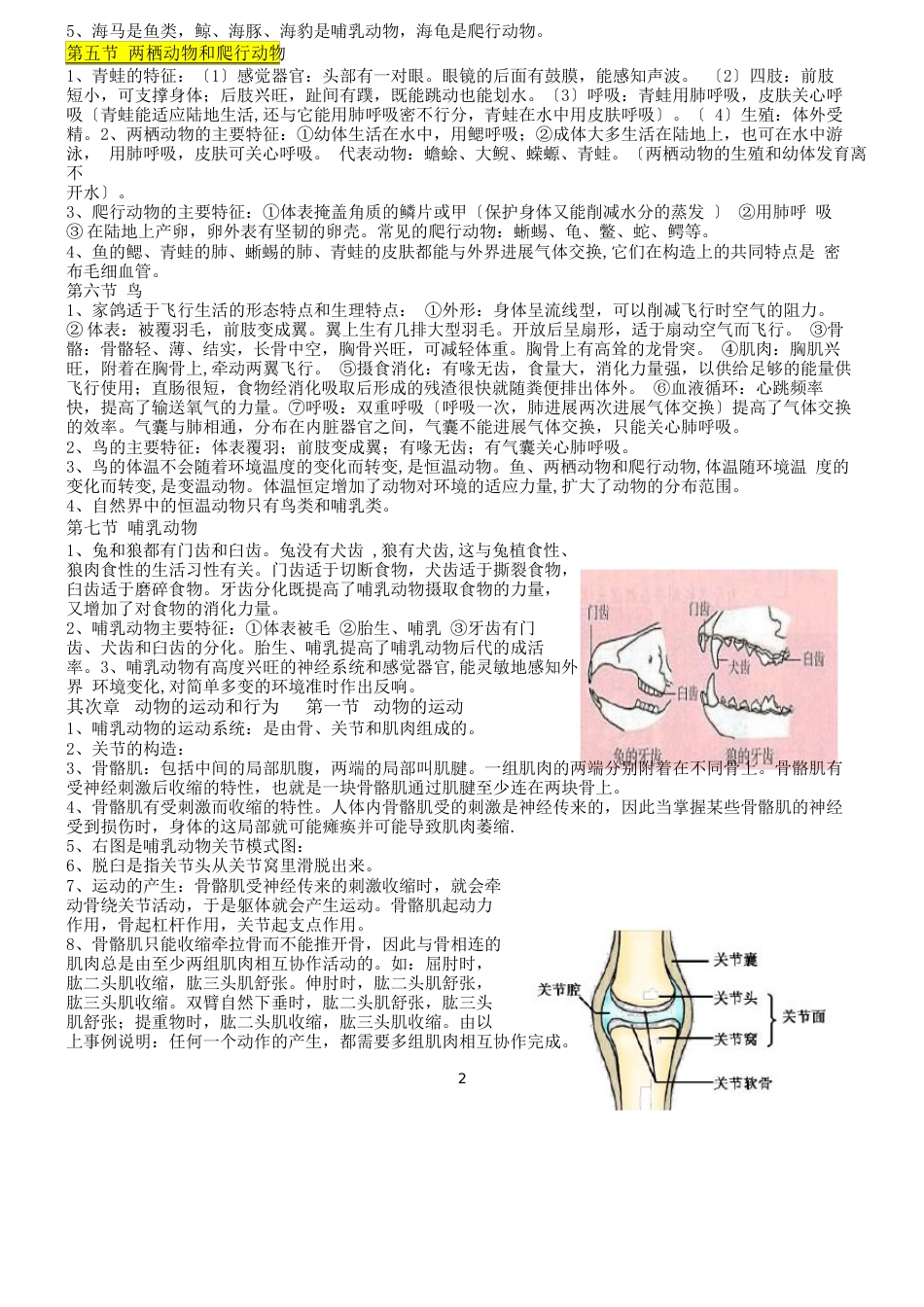人教版八年级上册生物知识点_第2页