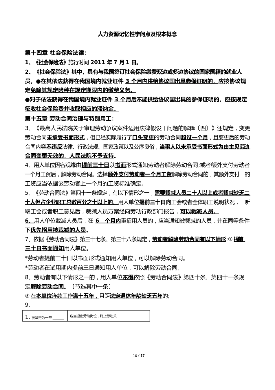 中级经济师之人力资源记忆性知识点及基本概念_第1页