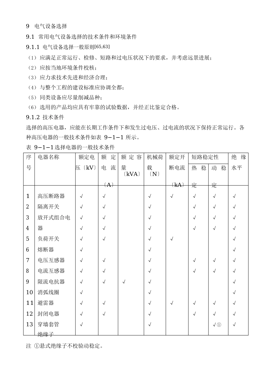 常用电气设备选择的技术条件_第1页