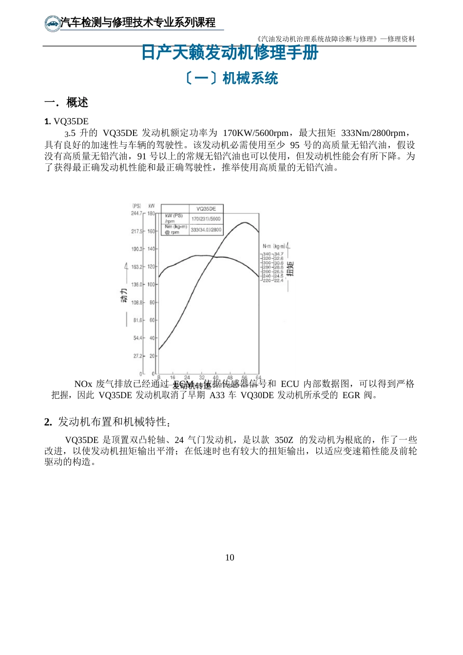 日产天籁发动机维修手册_第1页