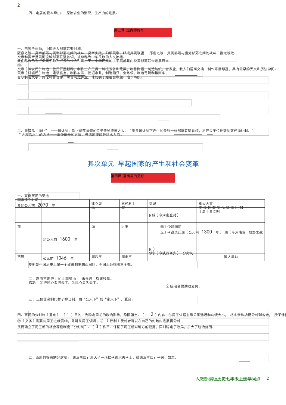 人教部编版历史七年级上册知识点总结_第2页