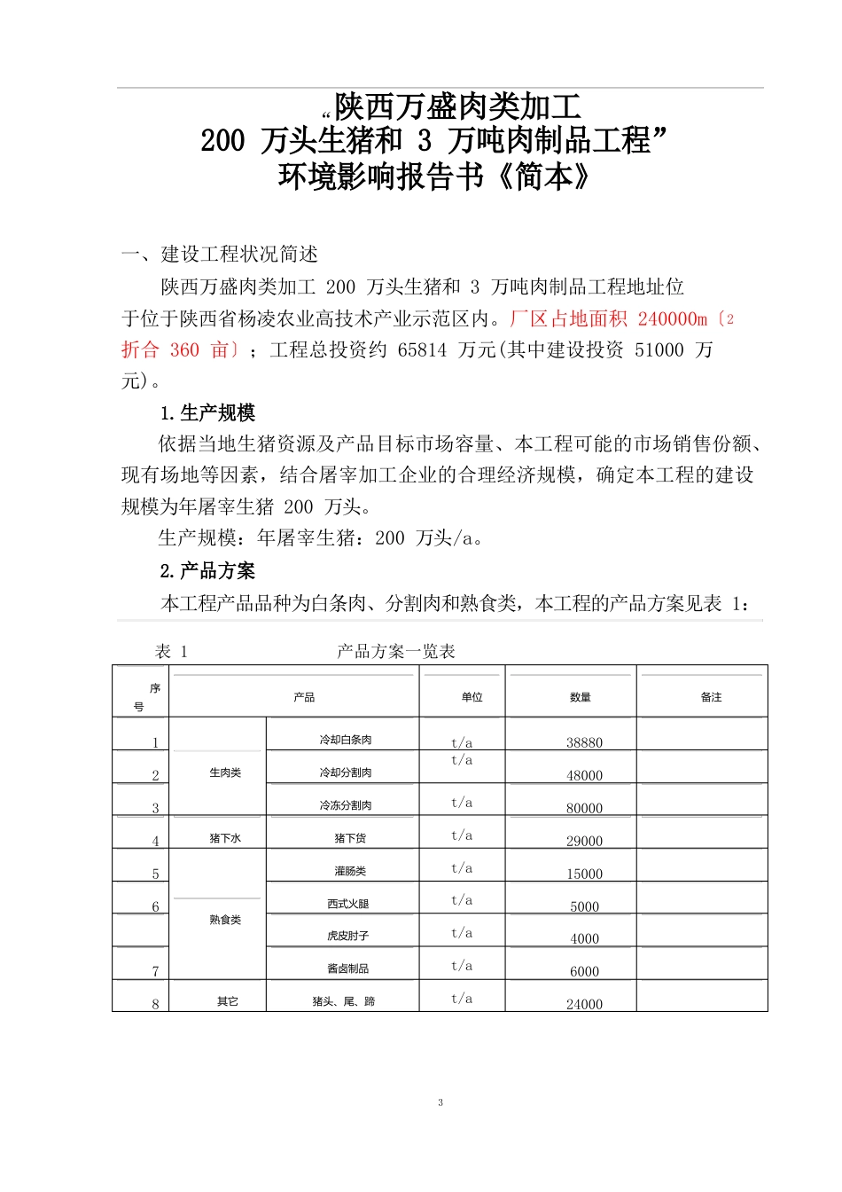 陕西万盛肉类加工有限公司环评报告书_第1页