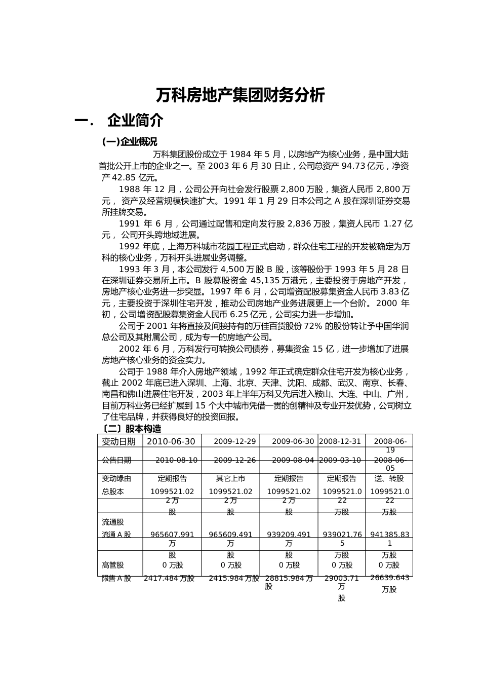 万科房地产公司财务分析报告_第2页