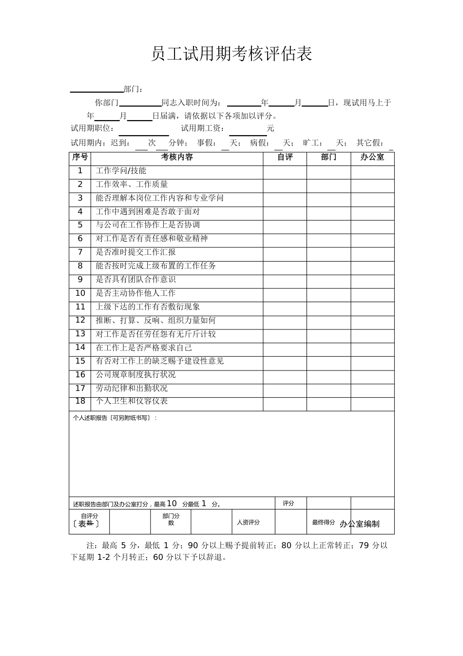 员工试用期考核评估表_第1页