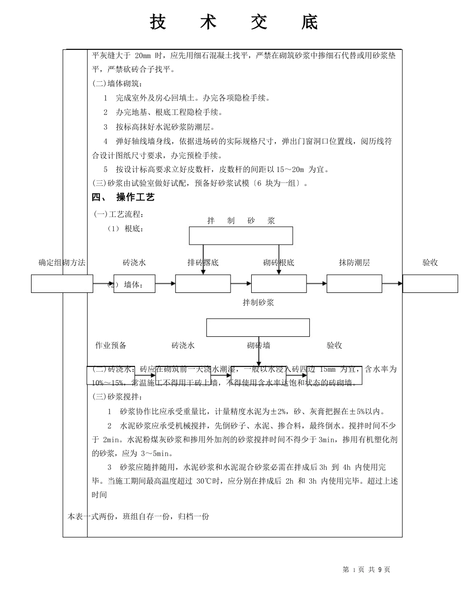 技术交底(烧结多孔砖墙砌体)_第2页