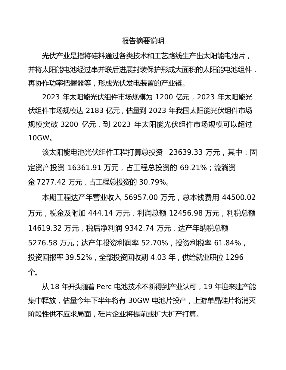 太阳能电池光伏组件生产加工项目可行性研究报告_第2页