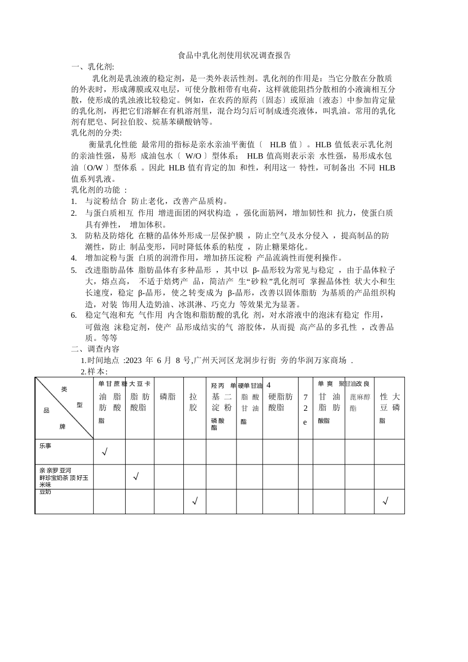 食品中乳化剂使用状况调查报告_第1页