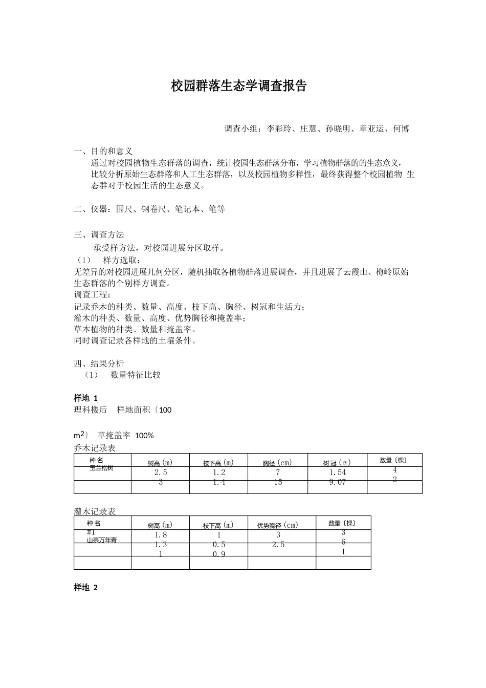 1群落生态学调查报告_第1页
