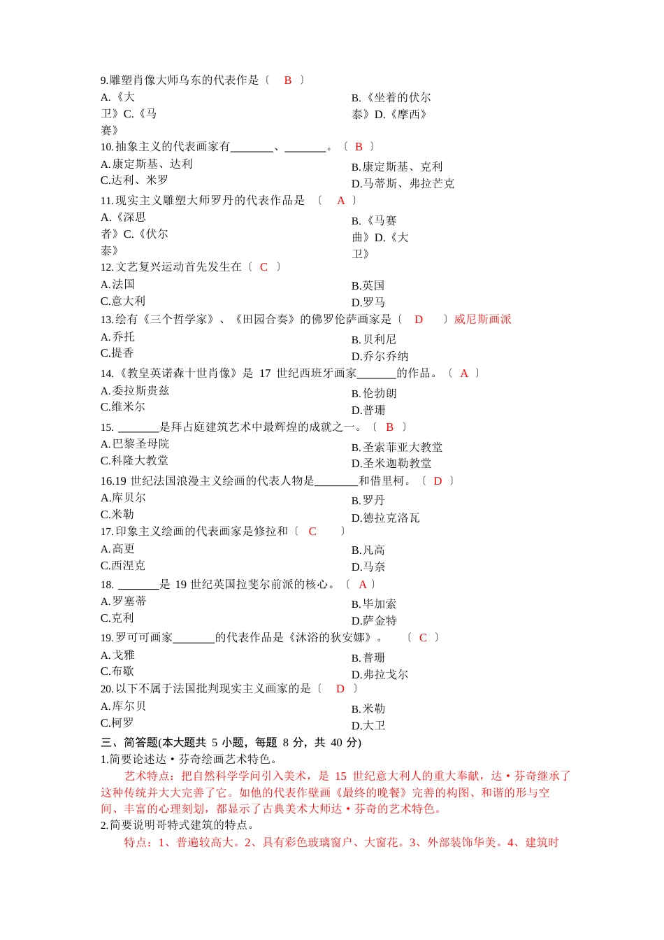 外国美术史试题_第2页