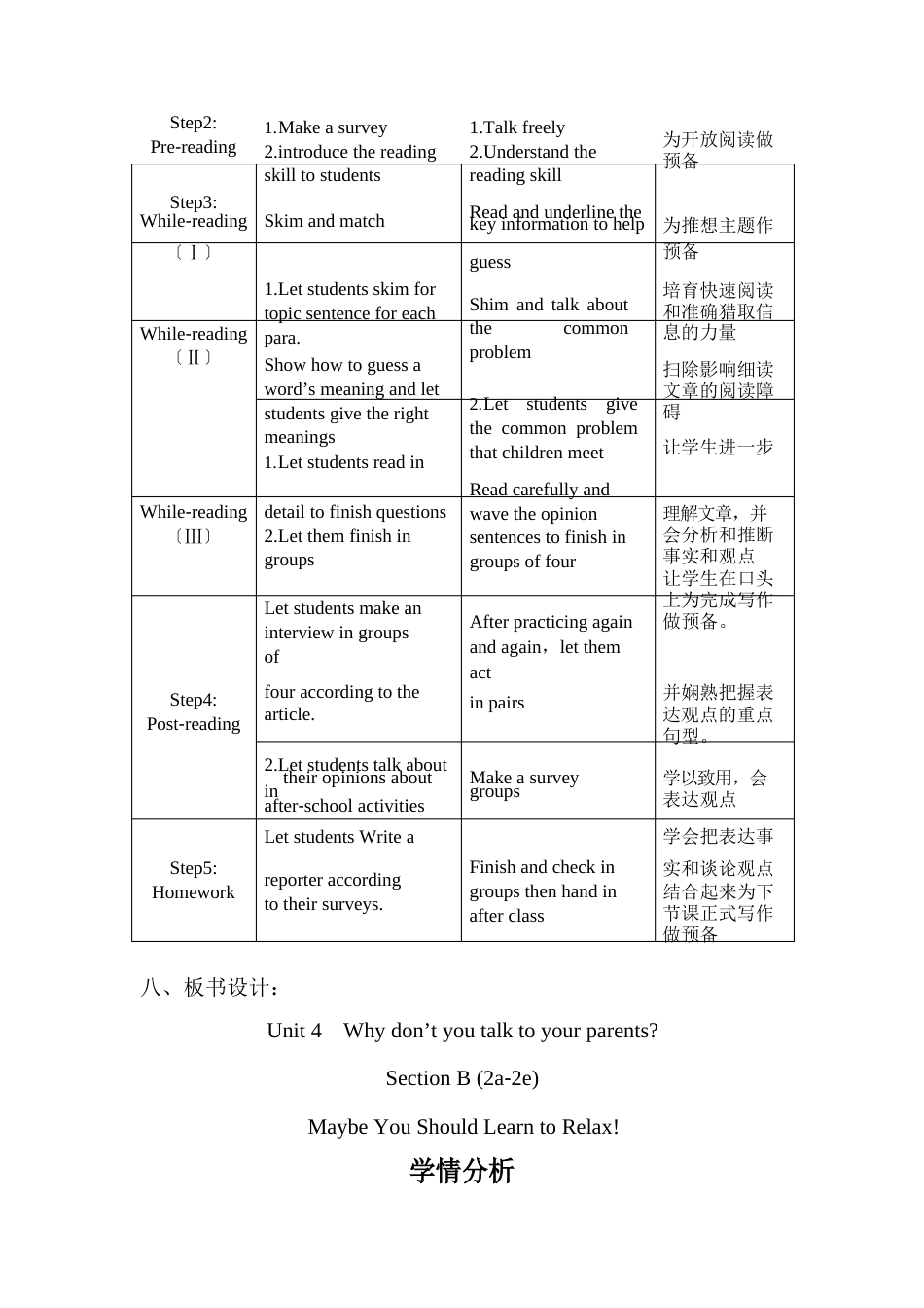 初中英语WhydontyoutalktoyourparentsSectionB(2a教学设计_第2页