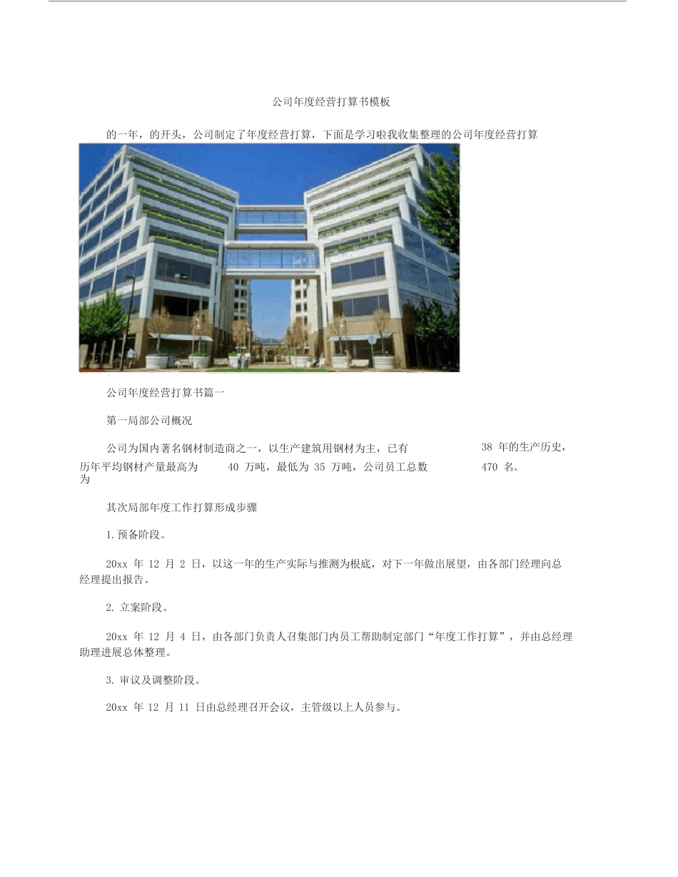 公司年度经营-计划书模板_第1页