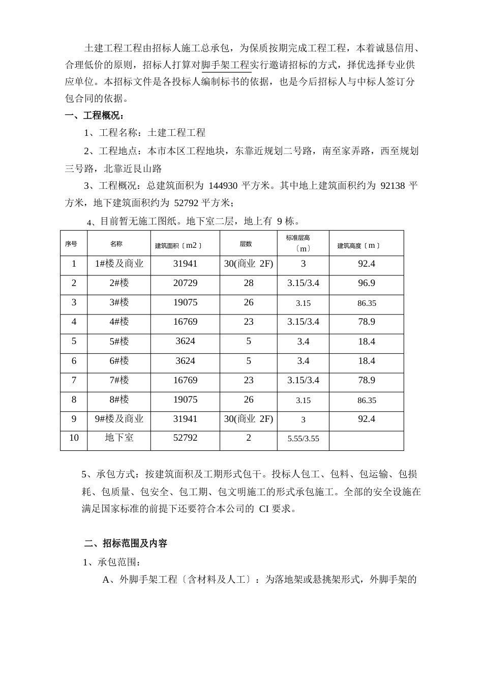 脚手架工程招标文件(建筑施工)_第2页